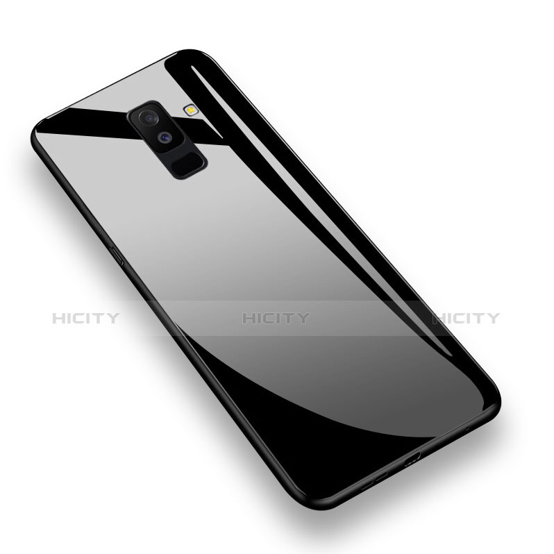 Funda Bumper Silicona Transparente Espejo 360 Grados T02 para Samsung Galaxy A6 Plus Negro