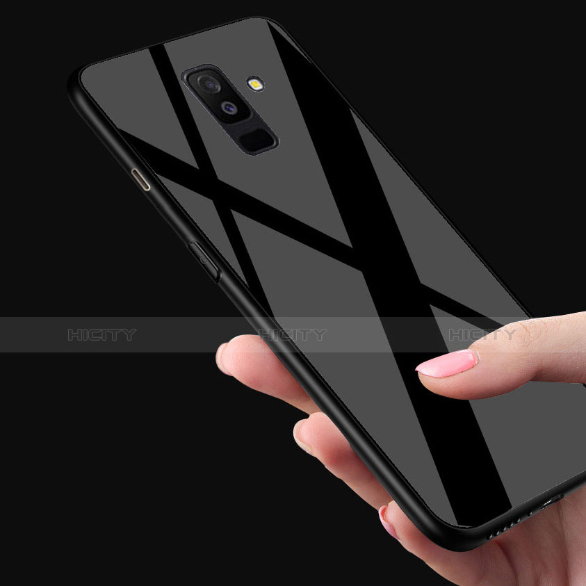 Funda Bumper Silicona Transparente Espejo 360 Grados T02 para Samsung Galaxy A6 Plus Negro