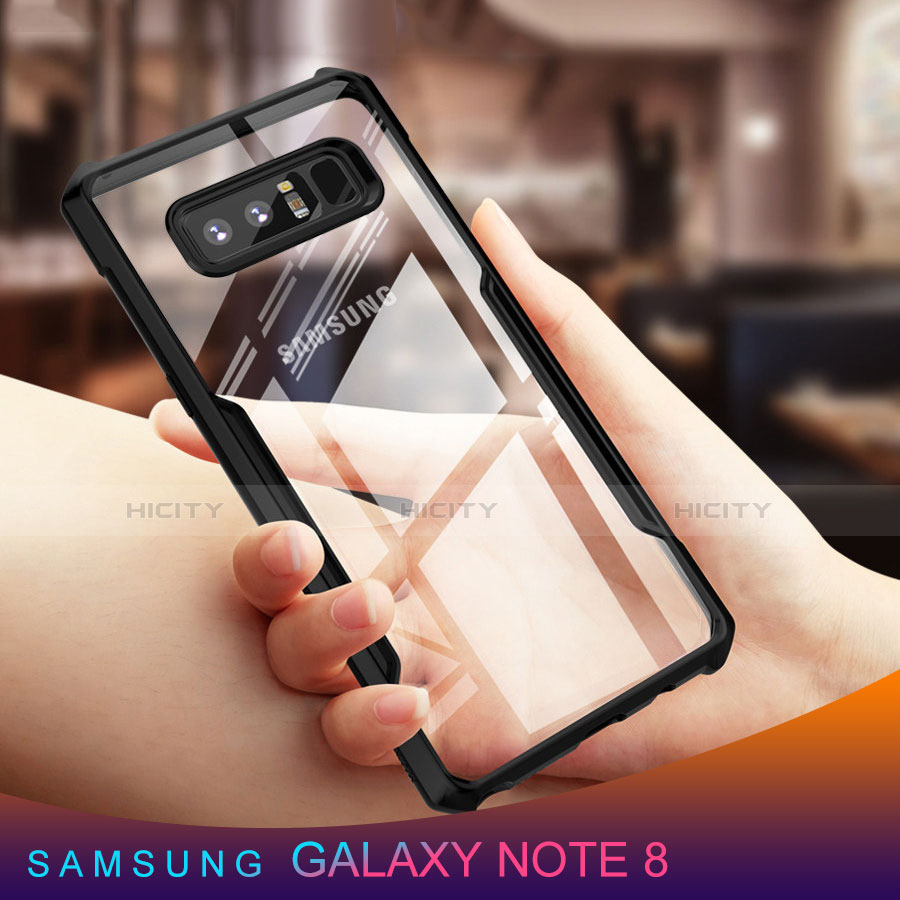 Funda Bumper Silicona Transparente Espejo 360 Grados T03 para Samsung Galaxy Note 8 Duos N950F Negro