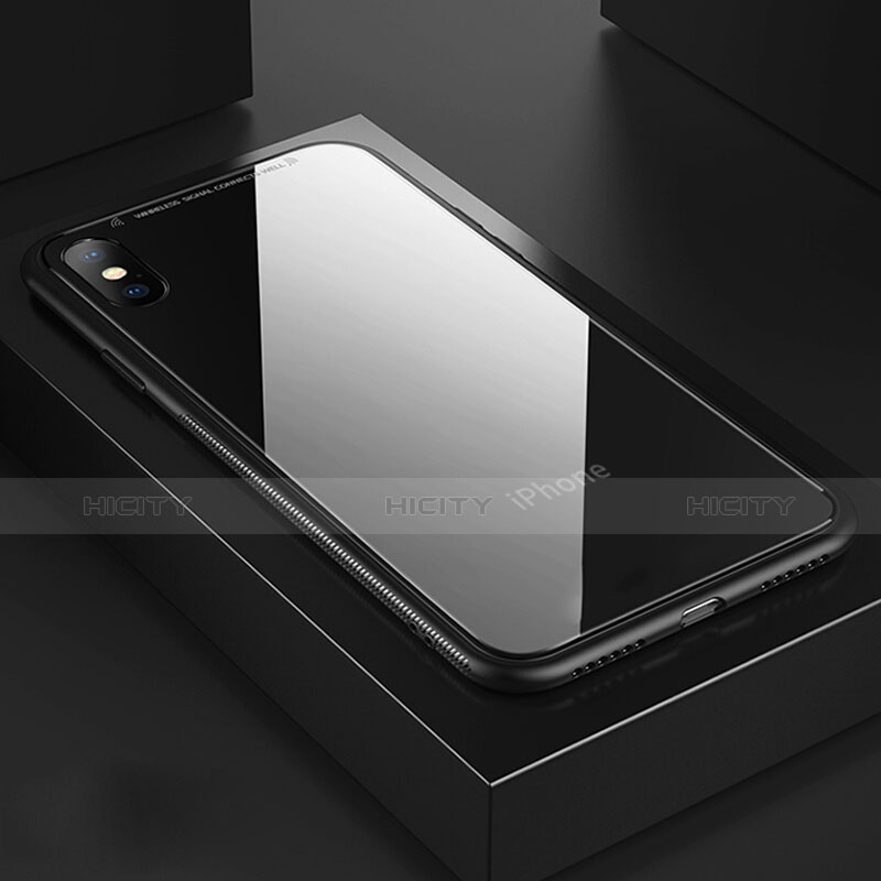 Funda Bumper Silicona Transparente Espejo 360 Grados T04 para Apple iPhone Xs Max Negro