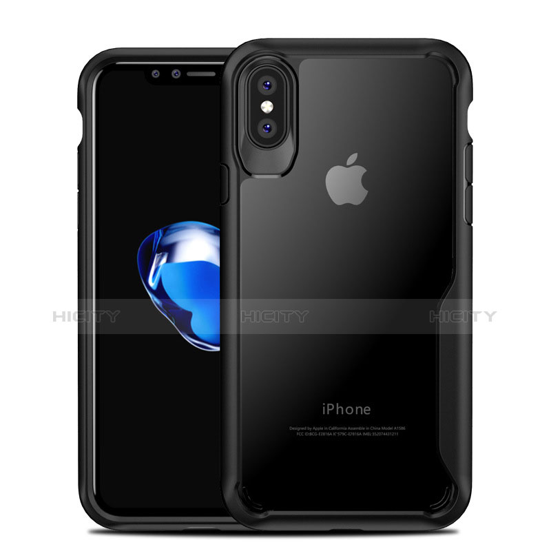 Funda Bumper Silicona Transparente Espejo 360 Grados T10 para Apple iPhone Xs Negro
