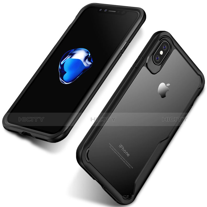 Funda Bumper Silicona Transparente Espejo 360 Grados T10 para Apple iPhone Xs Negro