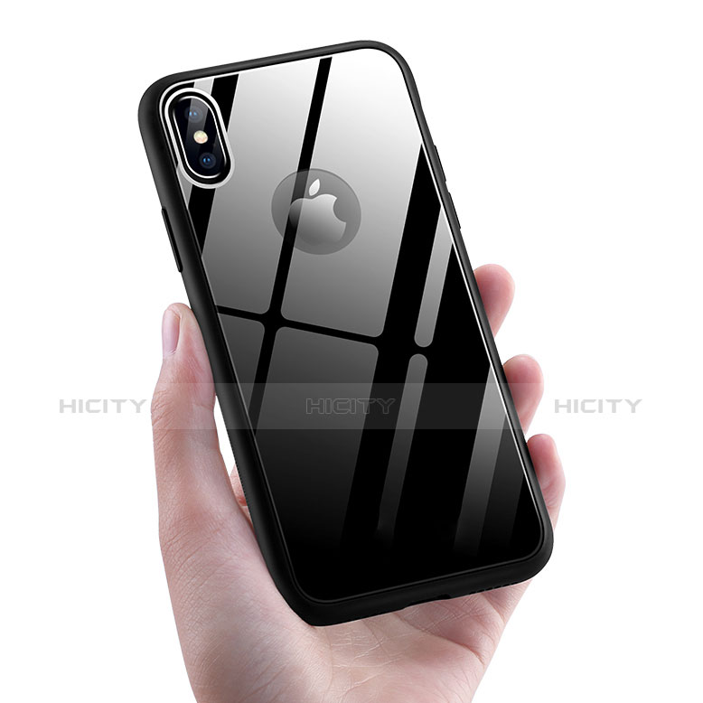Funda Bumper Silicona Transparente Espejo 360 Grados T15 para Apple iPhone Xs Max Negro