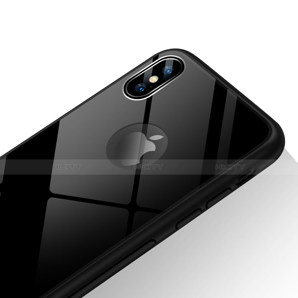 Funda Bumper Silicona Transparente Espejo 360 Grados T15 para Apple iPhone Xs Negro