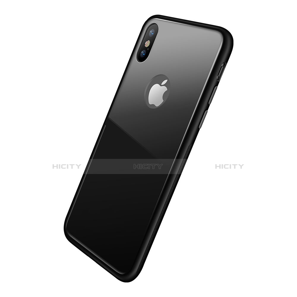 Funda Bumper Silicona Transparente Espejo 360 Grados T15 para Apple iPhone Xs Negro