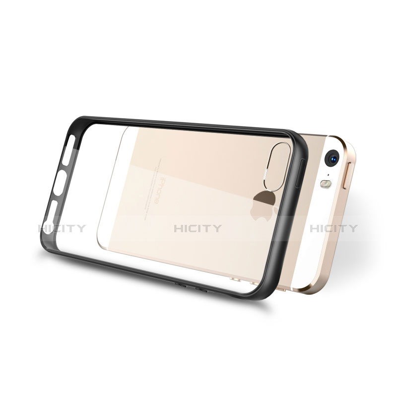 Funda Bumper Silicona Transparente Espejo para Apple iPhone 5 Negro