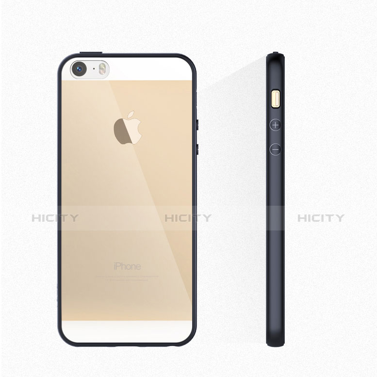 Funda Bumper Silicona Transparente Espejo para Apple iPhone 5 Negro