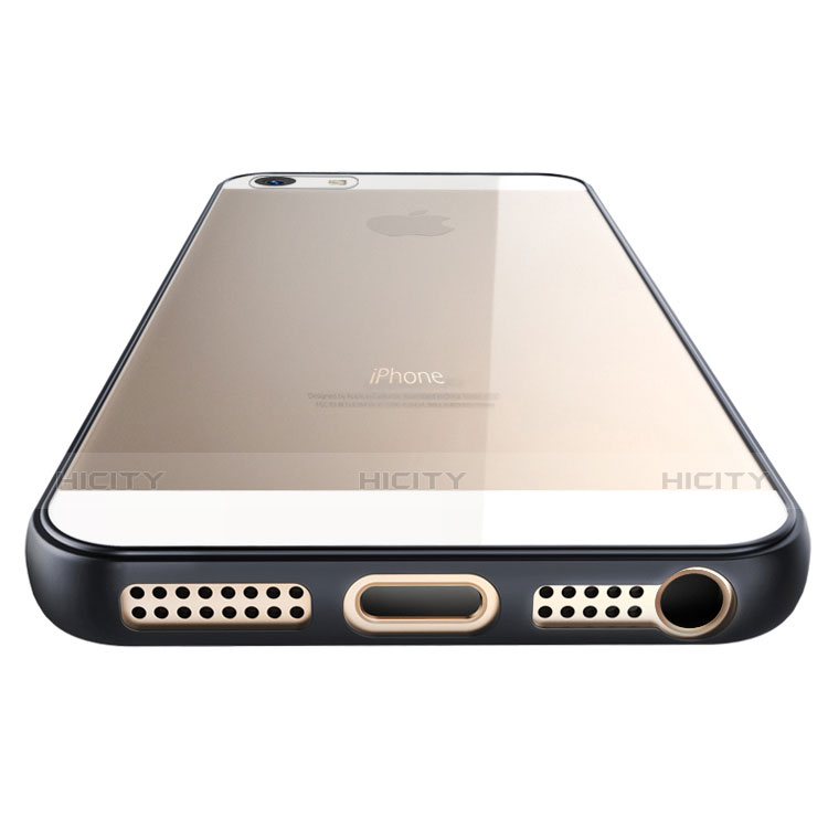 Funda Bumper Silicona Transparente Espejo para Apple iPhone 5S Negro