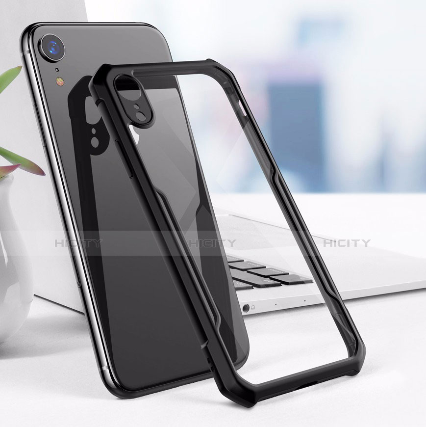 Funda Bumper Silicona Transparente Espejo para Apple iPhone XR Negro