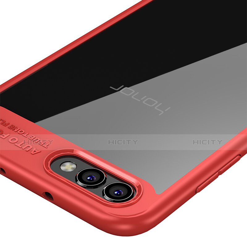 Funda Bumper Silicona Transparente Espejo para Huawei Honor View 10 Rojo