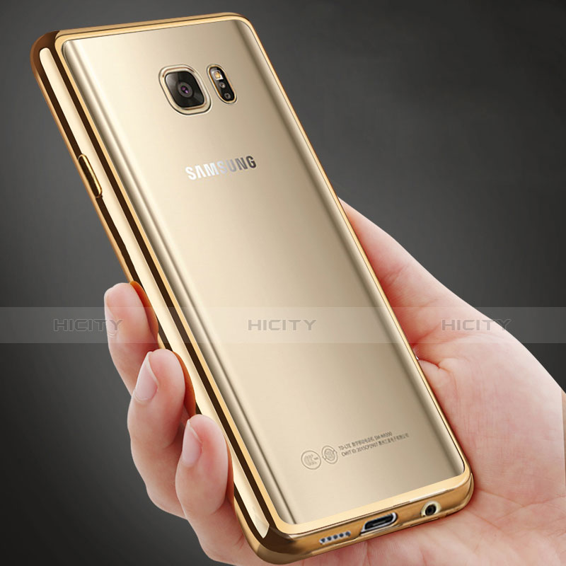 Funda Bumper Silicona Transparente Gel para Samsung Galaxy Note 5 N9200 N920 N920F Oro