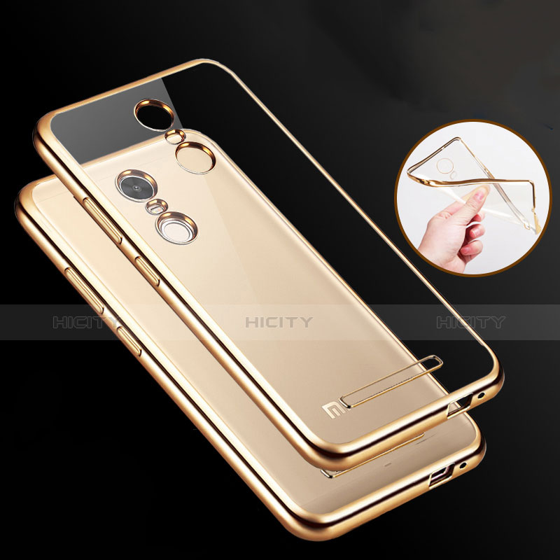 Funda Bumper Silicona Transparente Gel para Xiaomi Redmi Note 3 Oro