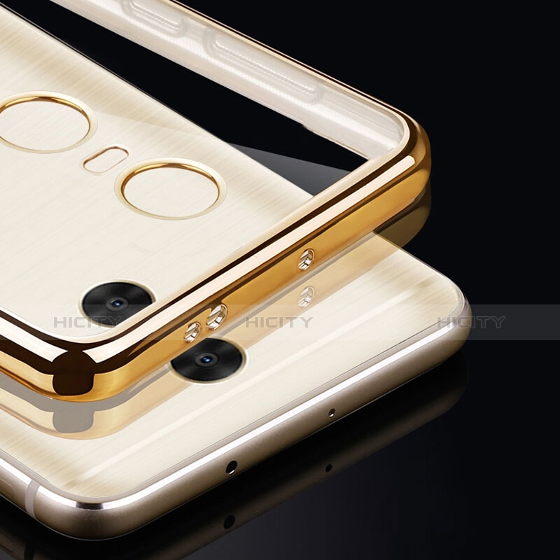 Funda Bumper Silicona Transparente Gel para Xiaomi Redmi Note 4X Oro