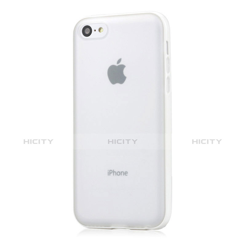 Funda Bumper Silicona Transparente Mate para Apple iPhone 5C Blanco