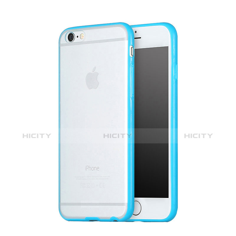 Funda Bumper Silicona Transparente Mate para Apple iPhone 6 Azul