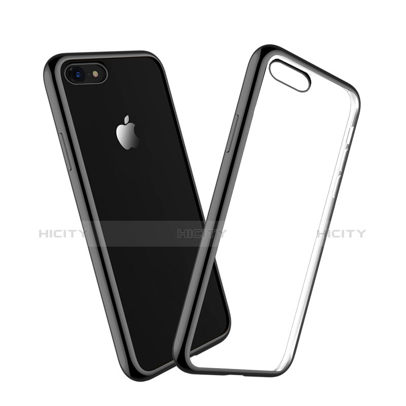 Funda Bumper Silicona Transparente Mate para Apple iPhone 7 Negro