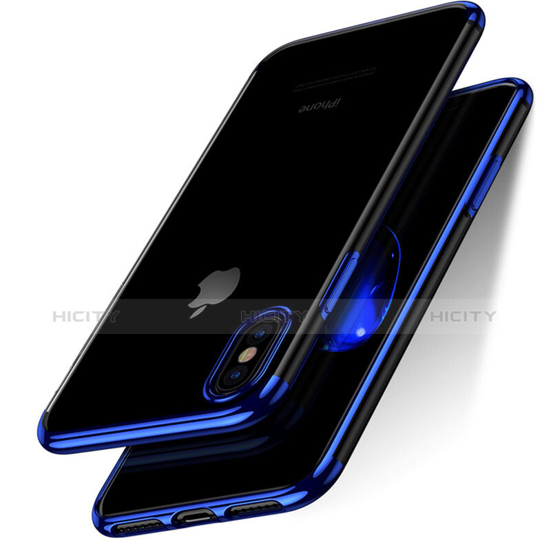 Funda Bumper Silicona Transparente Mate para Apple iPhone Xs Azul