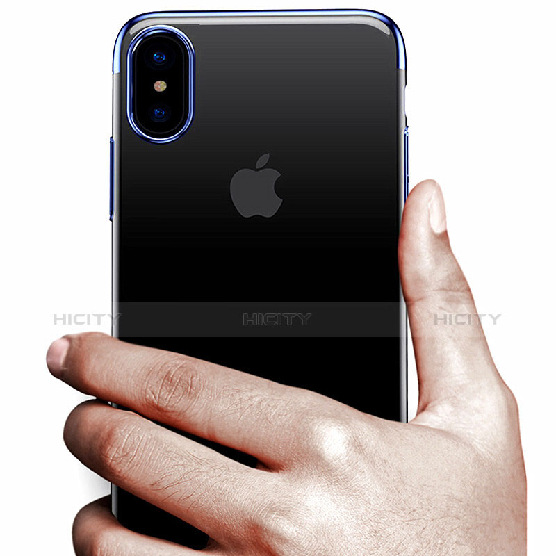 Funda Bumper Silicona Transparente Mate para Apple iPhone Xs Azul