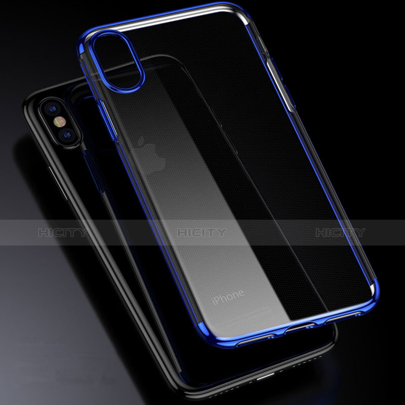 Funda Bumper Silicona Transparente Mate para Apple iPhone Xs Max Azul