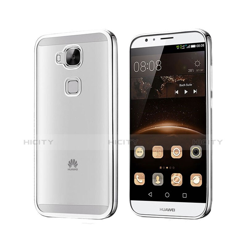 Funda Bumper Silicona Transparente Mate para Huawei G8 Plata