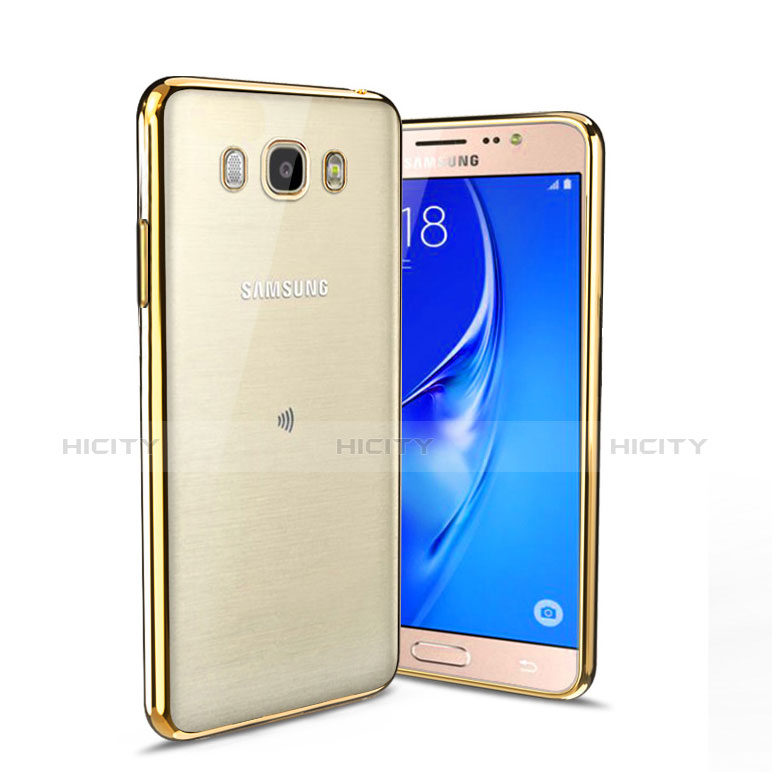 Funda Bumper Silicona Transparente Mate para Samsung Galaxy J5 Duos (2016) Oro