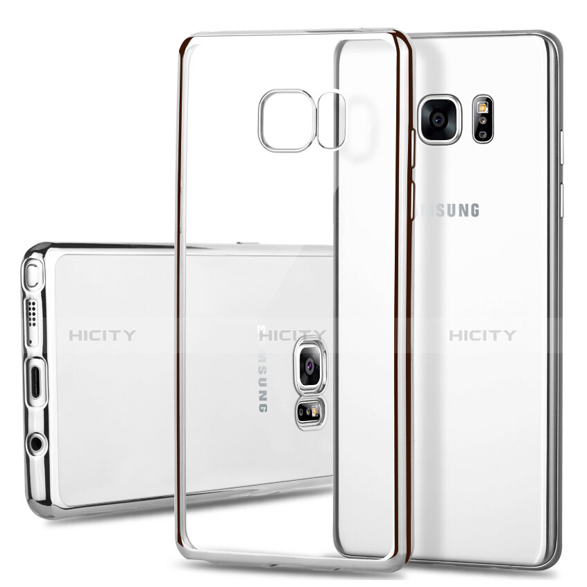 Funda Bumper Silicona Transparente Mate para Samsung Galaxy Note 7 Plata