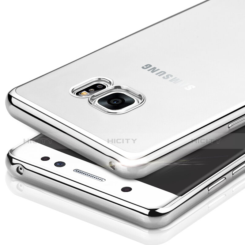 Funda Bumper Silicona Transparente Mate para Samsung Galaxy Note 7 Plata