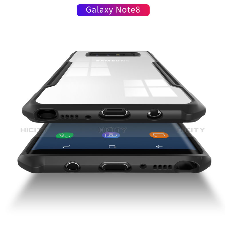 Funda Bumper Silicona Transparente Mate para Samsung Galaxy Note 8 Duos N950F Negro