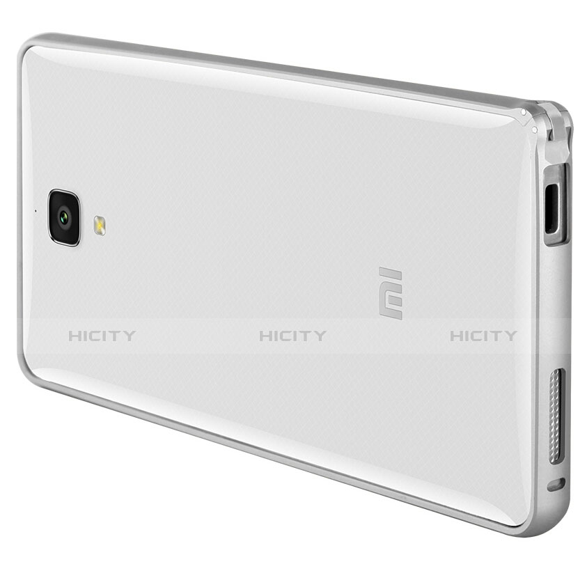 Funda Bumper Silicona Transparente Mate para Xiaomi Mi 4 LTE Plata