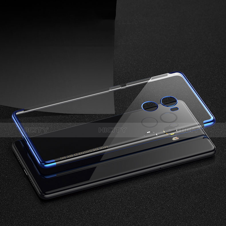 Funda Bumper Silicona Transparente Mate para Xiaomi Mi Mix 2 Azul