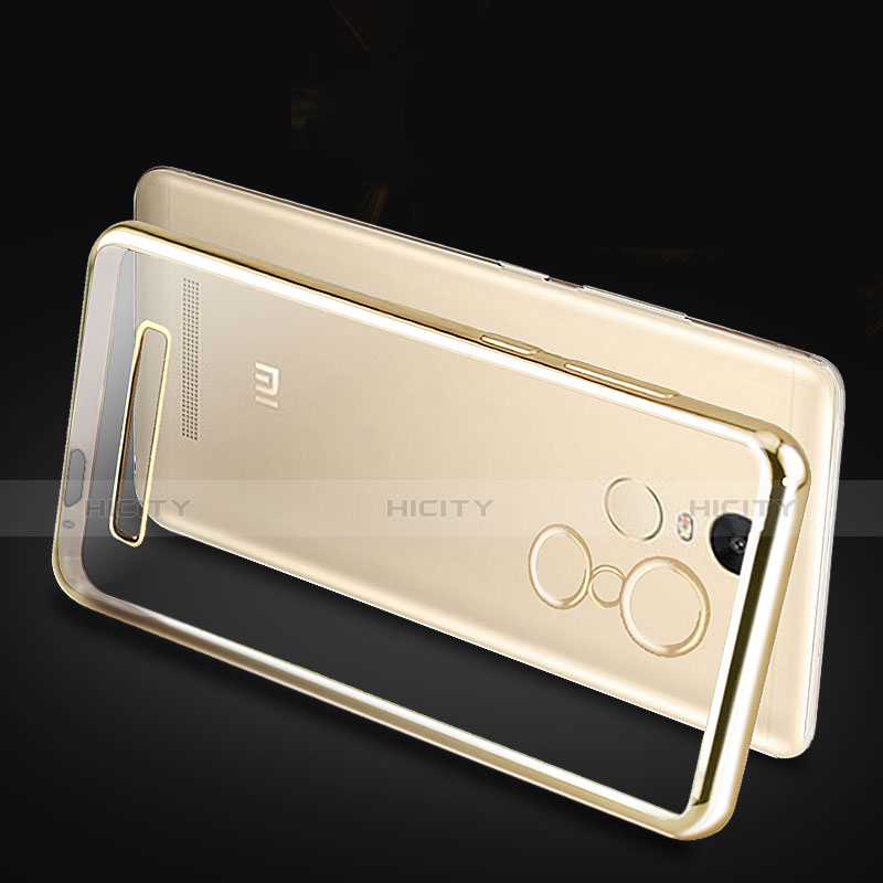 Funda Bumper Silicona Transparente Mate para Xiaomi Redmi Note 3 Pro Oro