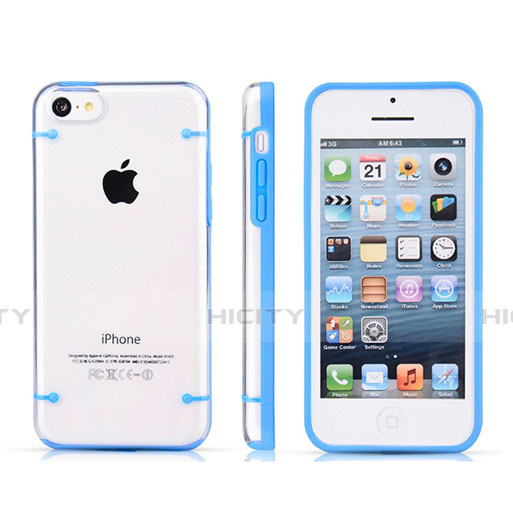 Funda Bumper Silicona Transparente Mate T01 para Apple iPhone 5C Azul