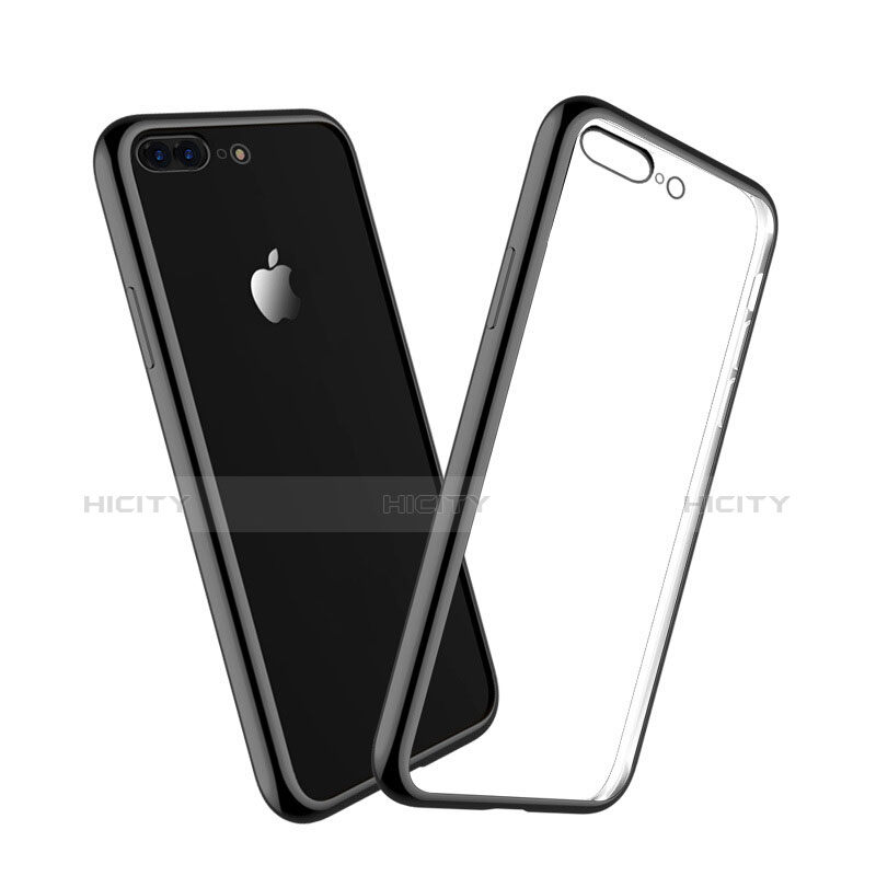 Funda Bumper Silicona Transparente para Apple iPhone 7 Plus Gris