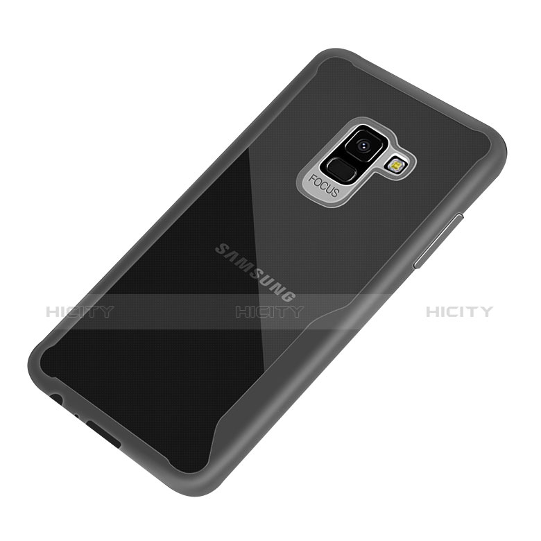 Funda Bumper Silicona Transparente para Samsung Galaxy A8+ A8 Plus (2018) Duos A730F Negro