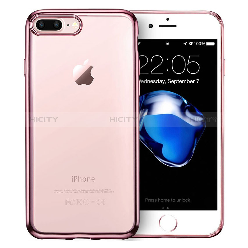 Funda Bumper Silicona Transparente T01 para Apple iPhone 8 Plus Rosa