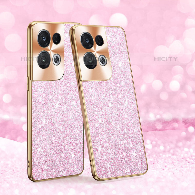 Funda Bumper Silicona y Plastico Carcasa Frontal y Trasera 360 Grados Bling-Bling GS1 para Oppo Reno8 Pro+ Plus 5G Rosa