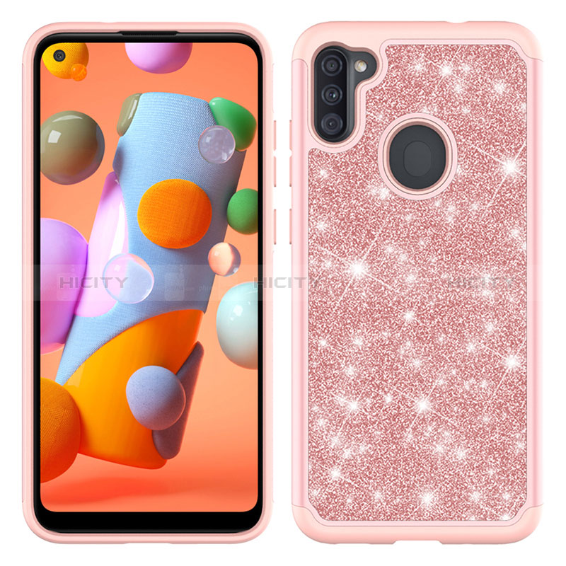 Funda Bumper Silicona y Plastico Carcasa Frontal y Trasera 360 Grados Bling-Bling JX1 para Samsung Galaxy A11