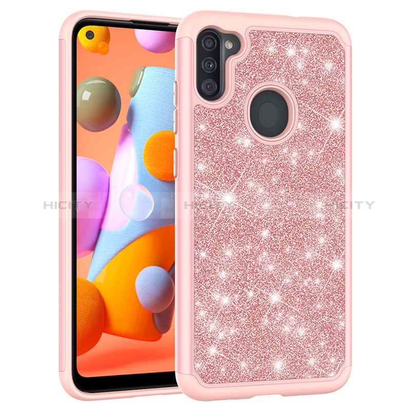 Funda Bumper Silicona y Plastico Carcasa Frontal y Trasera 360 Grados Bling-Bling JX1 para Samsung Galaxy A11