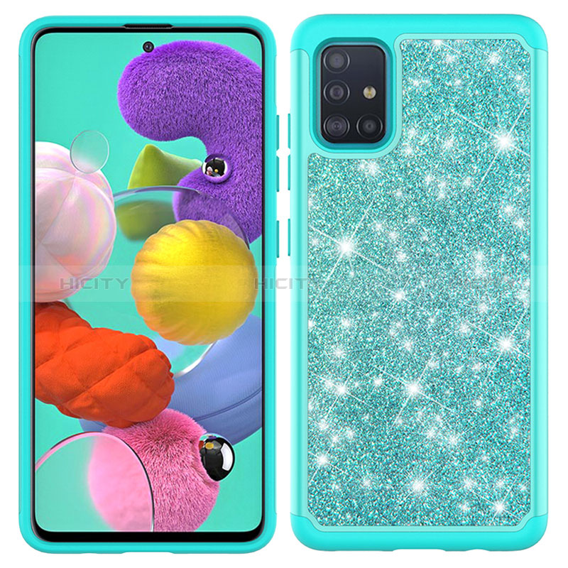 Funda Bumper Silicona y Plastico Carcasa Frontal y Trasera 360 Grados Bling-Bling JX1 para Samsung Galaxy A51 4G