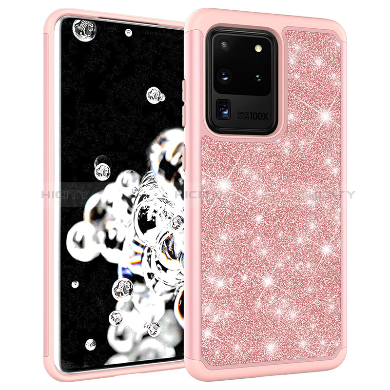 Funda Bumper Silicona y Plastico Carcasa Frontal y Trasera 360 Grados Bling-Bling JX1 para Samsung Galaxy S20 Ultra