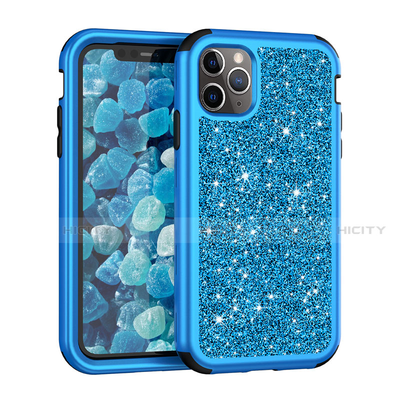 Funda Bumper Silicona y Plastico Carcasa Frontal y Trasera 360 Grados Bling-Bling para Apple iPhone 11 Pro Max