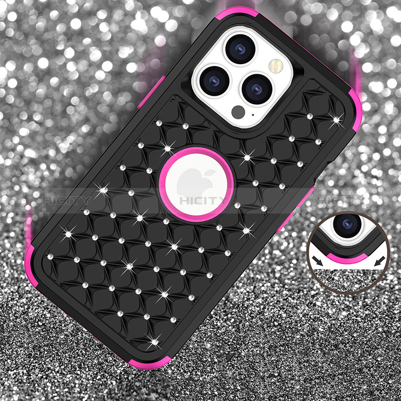 Funda Bumper Silicona y Plastico Carcasa Frontal y Trasera 360 Grados Bling-Bling para Apple iPhone 13 Pro Max