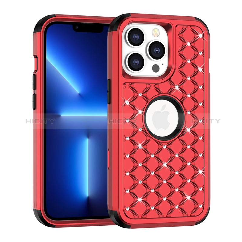 Funda Bumper Silicona y Plastico Carcasa Frontal y Trasera 360 Grados Bling-Bling para Apple iPhone 13 Pro Max