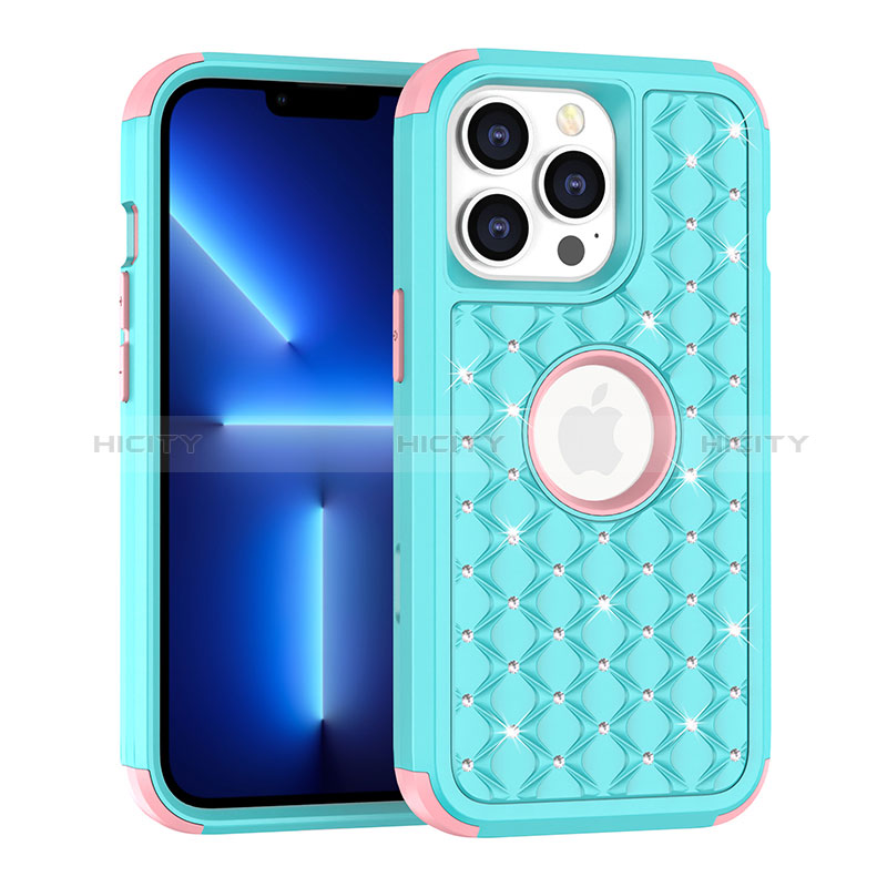 Funda Bumper Silicona y Plastico Carcasa Frontal y Trasera 360 Grados Bling-Bling para Apple iPhone 13 Pro Max