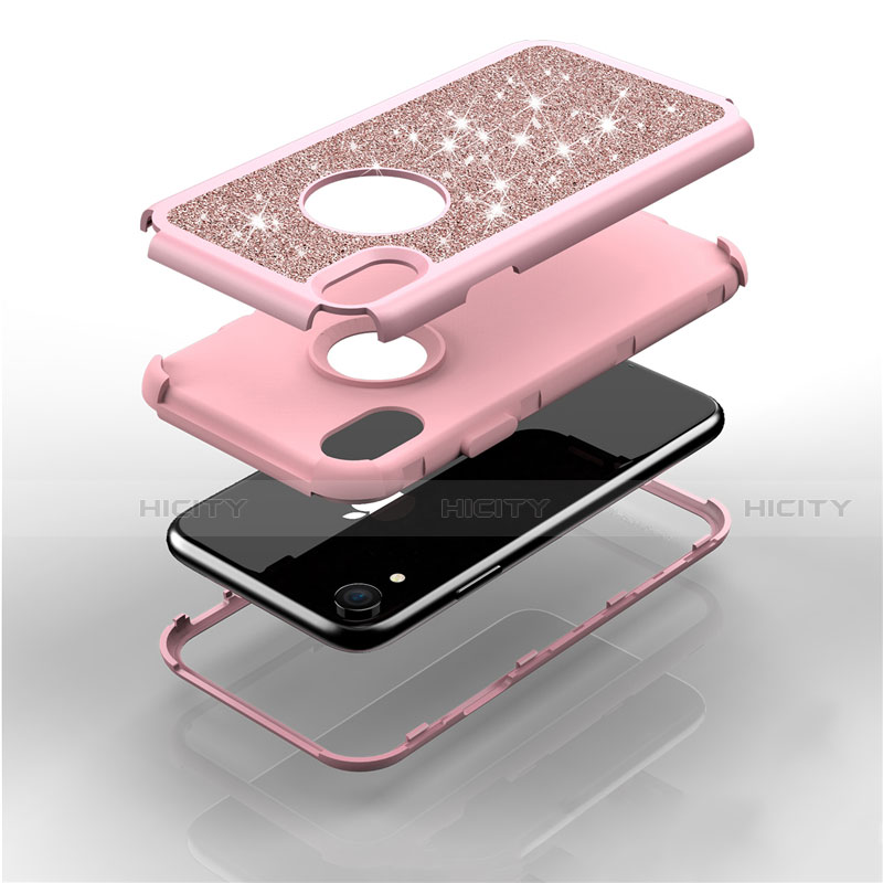Funda Bumper Silicona y Plastico Carcasa Frontal y Trasera 360 Grados Bling-Bling para Apple iPhone XR