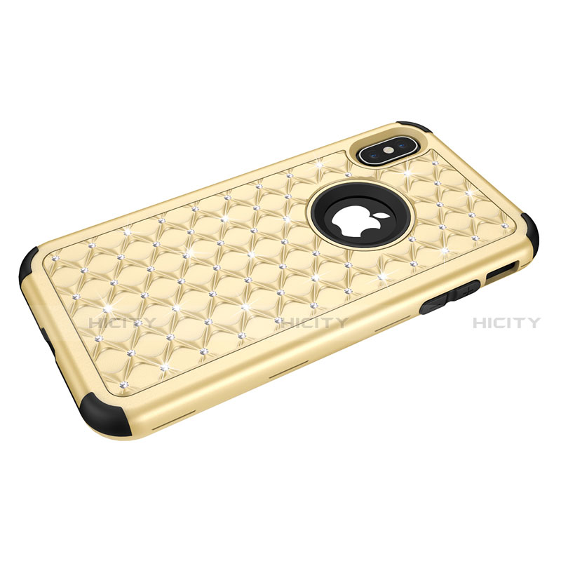 Funda Bumper Silicona y Plastico Carcasa Frontal y Trasera 360 Grados Bling-Bling para Apple iPhone Xs