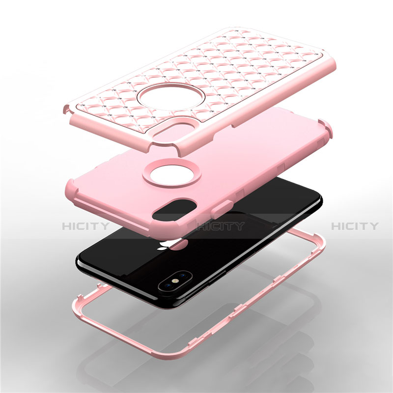 Funda Bumper Silicona y Plastico Carcasa Frontal y Trasera 360 Grados Bling-Bling para Apple iPhone Xs