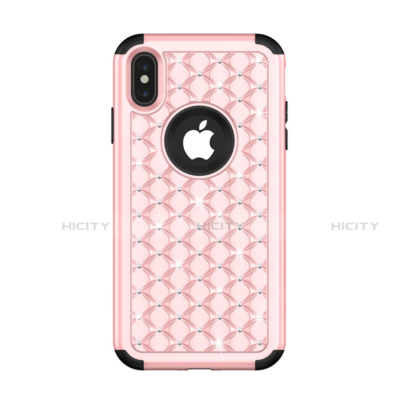 Funda Bumper Silicona y Plastico Carcasa Frontal y Trasera 360 Grados Bling-Bling para Apple iPhone Xs Max