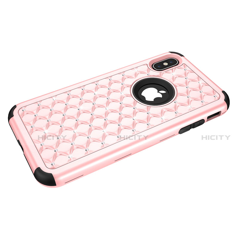 Funda Bumper Silicona y Plastico Carcasa Frontal y Trasera 360 Grados Bling-Bling para Apple iPhone Xs Max