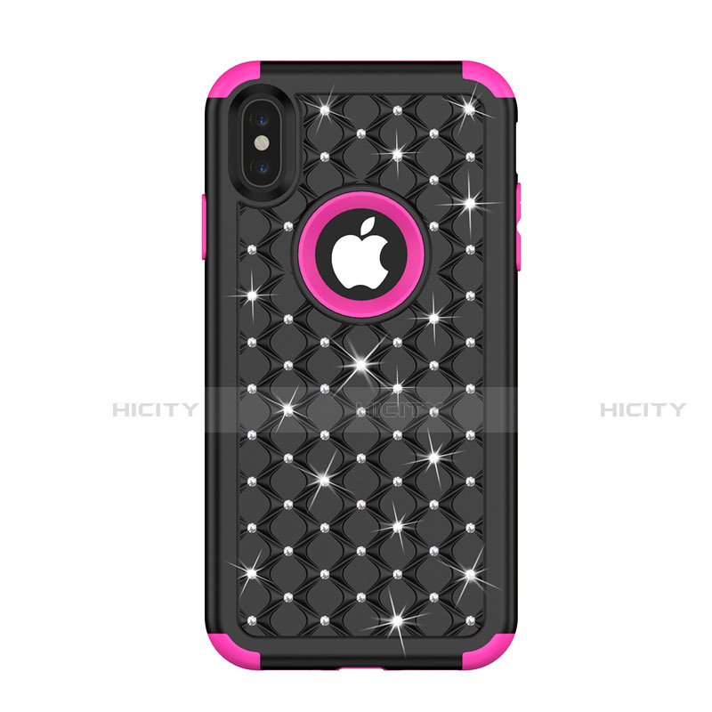 Funda Bumper Silicona y Plastico Carcasa Frontal y Trasera 360 Grados Bling-Bling para Apple iPhone Xs Max